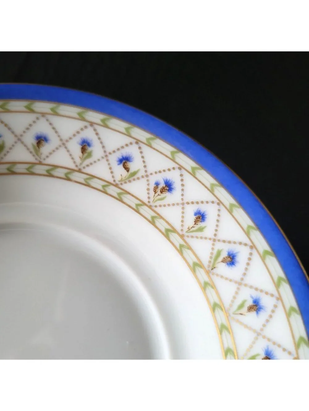 Haviland Limoges Val De Loire Blue Band Cornflower Pattern Flat Cup & Saucer Set